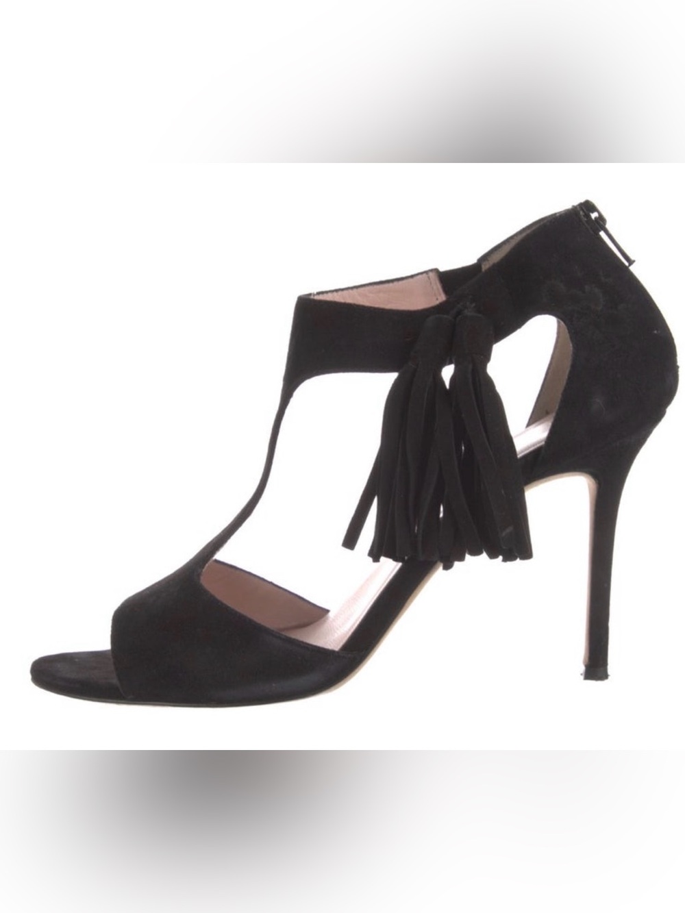 Kate Spade Cate Black Suede Tassel Stiletto Heels Size 9